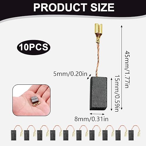 Spazzole di carbone per motore, smerigliatrice angolare, 10 pezzi, spazzole di carbone, utensili elettrici di ricambio per S1M-FF03-100A/6-100 A86C Makita, 16 x 8 x 5 x 46 mm, durevoli, facili da - Honorern