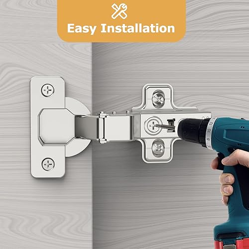 Furniware 10 pezzi Battuta Esterna Cerniere per mobiletti,distanza tra i fori 45 mm con molla idraulica Cerniere per mobile cucina Perfect softclose, per mobile cucina, anta armadio, armadio - Honorern