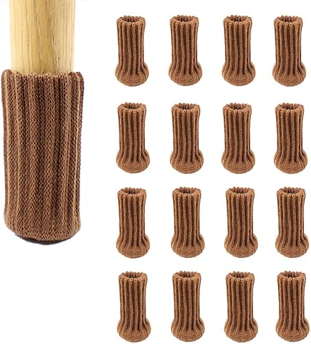 Set da 16 Pezzi Coprigambe per Sedie, Calzini Sedie Antiscivolo, Copri Gambe Sedie per Mobili, Antiscivolo, per Evitare Graffi e Rumori, Adatti per Gambe di Sedie da 6 cm a 18 cm, Marrone - Honorern