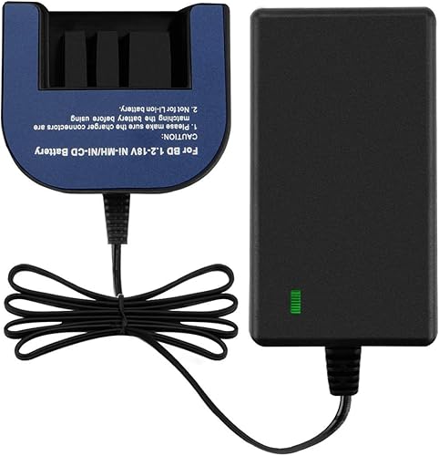 Exmate Caricabatterie per batterie Ni-Cd Black & Decker Ni-Cd, Caricabatterie multivolt 1.2V-18V, adatto per batterie Black & Decker Slide Style 7.2V 9.6V 12V 14.4V 18V (Non per batterie Li-ion) - Honorern