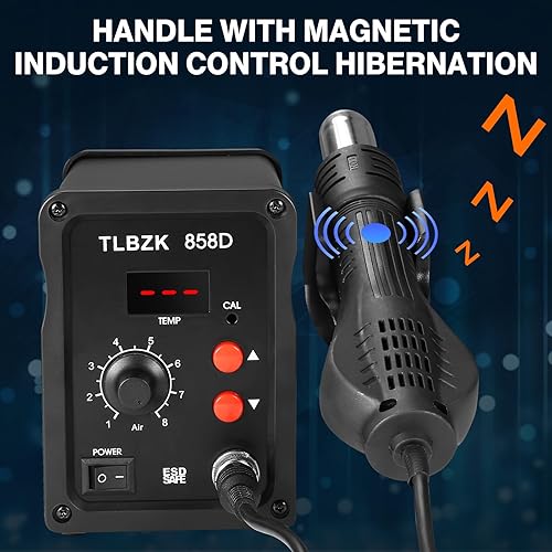 Stazione di riparazione 858D 220V, stazione di saldatura SMD con pistola ad aria calda, supporto per saldatore con 8 ugelli per la riparazione di elettronica - Honorern