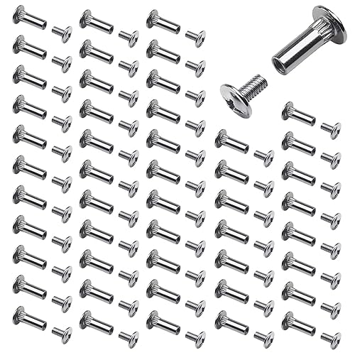 Viti di Connessione, 50 pezzi Viti per Mobili M4, Onnettori per Armadi, Viti per Connettori per Mobili, per il Collegamento e il Fissaggio di Pannelli con uno Spessore di 2,8-4 cm - Honorern
