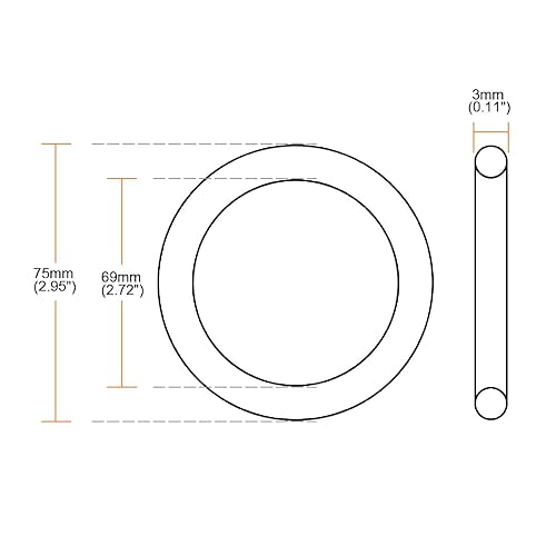 Silicone O-Ring, 75mm OD 3mm Larghezza VMQ Tenuta Guarnizioni per Valvole Tubo Ripara, Bianco 5pz - Honorern