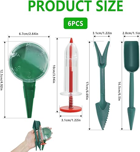 Set 6 Pezzi Distributore Semi per Giardinaggio, Mini Seminatrice Manuale e Strumento per Trapianto, Dosatore per Semi Fiori Ortaggi Erbe, Kit Preciso per Semina Domestica e Orto - Honorern