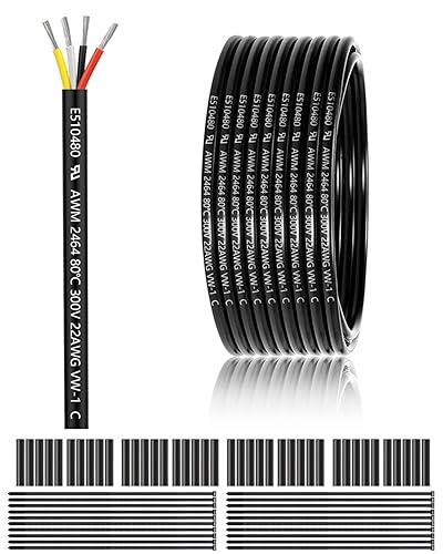 18 AWG 3 x 0,75 mm² 3 cavi 45 metri, 3 fili in rame stagnato, PVC 18AWG 3 fili per DC 5V/12V/24V, illuminazione LED, prolunga, auto, ecc. Certificazione CE - Honorern