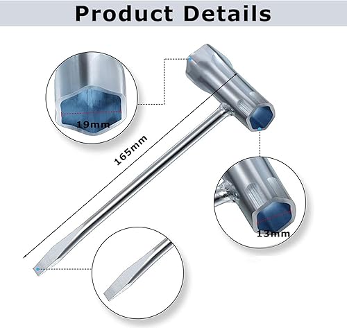 Srvauyea 4 Pezzi Chiave Combinata, 13 mm x 19 mm Chiave a T, Chiavi per Candela di Accensione, Chiave per Motosega, Chiavi per Tagliaerba, Combo Chiave a Bussola Accessori per Attrezzi - Honorern