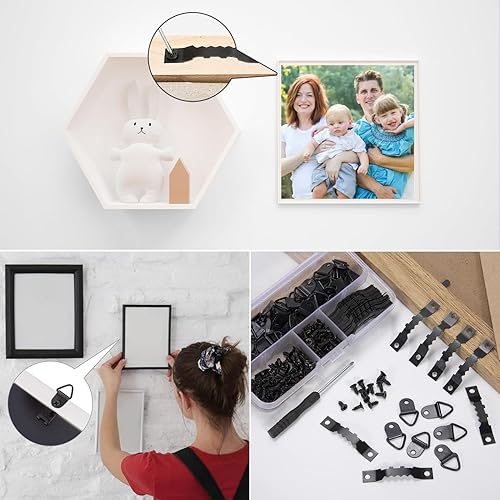 251 Ganci Per Quadri, Muro Appendi Quadri Ganci, Appendi Quadri Ganci, Ganci per Quadri Muro, con Viti, per La Casa, l'ufficio, l'immagine di Fissaggio, Colore Nero - Honorern