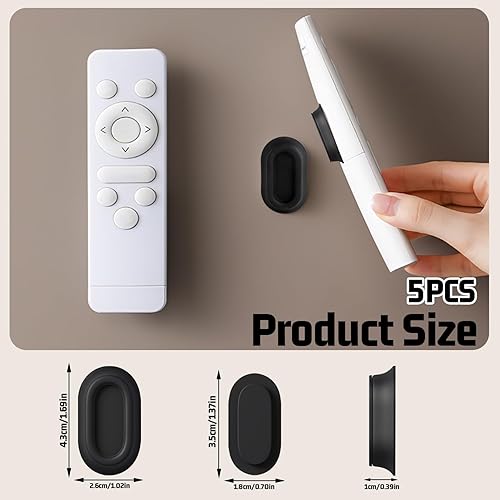 5Pack 2024 - Supporto per telecomando magnetico migliorato, colore nero, in silicone, supporto da parete per TV, aria condizionata/ventilatore - Honorern