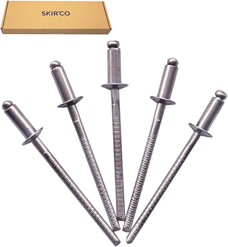 SKIR'CO (100 pezzi) Rivetti ciechi in acciaio inox 3,2 x 8 mm, testa a cupola, rivetti pop, DIN 7337, rivetto A2, mandrino scanalato - Honorern