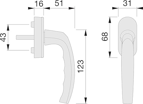 Maniglia per Finestra Cromo Satinata con Apertura 90 Gradi Destra - Maniglia per Porta Finestra Destrorsa - Maniglia Infissi Cromo Satinata - Honorern