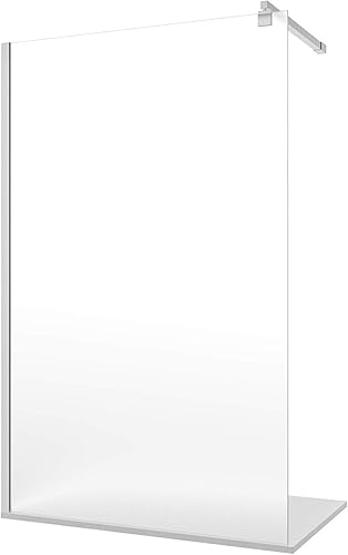 Parete Doccia Walk In Fissa Reversibile Cabina Box Bagno Di Design In Cristallo Temperato Satinato da 8 mm Con Anta Profilo A Muro In Alluminio Anodizzato E Barra Stabilizzatrice (130 x 195 cm) - Honorern