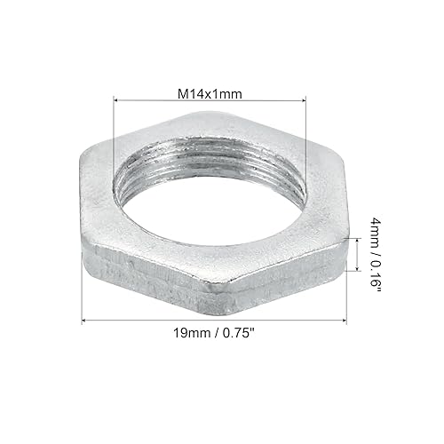 M14x1.0 Acciaio Dadi Esagonali 50pz Metrico Filettatura Finitura Zincata Hardware Dadi Vite Bullone Dispositivi Fissaggio per Lampade Macchinari Manutenzione 4mm Altezza - Honorern