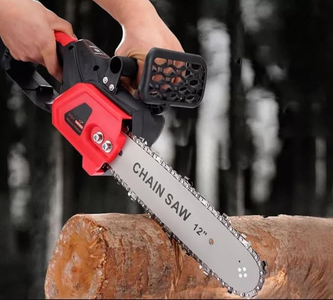 Motosega a Batteria da 12 Pollici, 88V, Doppia Batteria, 1200 W Potatura Giardinaggio, Taglia Rami, Motosega Elettrica Portatile - Honorern