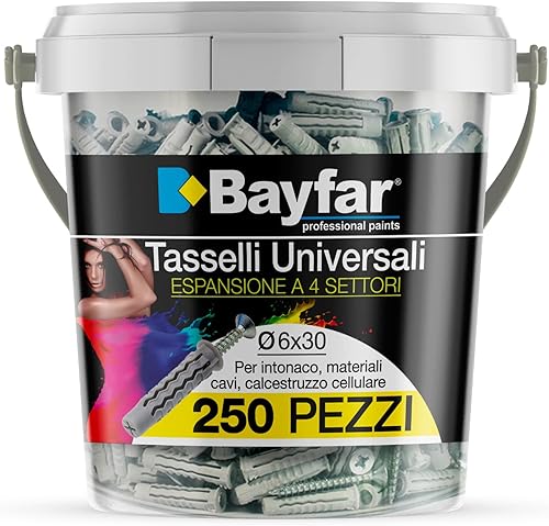 Tasselli universali da 6 mm con viti confezione da 250 - Honorern