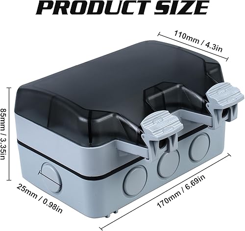 Presa Esterna Impermeabile IP66, Resistente Alle Intemperie, Da Giardino e Da Parete, Con Contatto Di Protezione e Coperchio Ribaltabile, Per Ambienti - Honorern