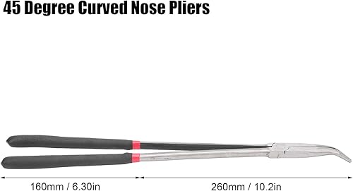 Pinza a Becchi Curvi da 45 Gradi, Pinza a Becchi Lunghi Piegati Pinza per Tubi Flessibili con Manico Lungo Pinza in Acciaio Utensili Manuali 400 Mm 16 Pollici per Spazi Stretti e - Honorern