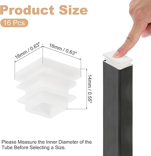 Tappo Quadrato Plastica, 16Pz 1.18'/30mm Tubi Tappi Sedie Terminali Plastica per Tubi Quadrati Gambe Sedie Mobili Ferramenta per Tubi Metallici Tappi Recinzioni, Bianco - Honorern
