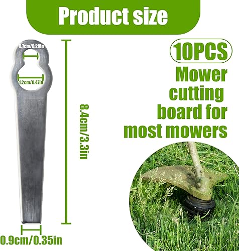 Lame per Tagliaerba Metallo, 10 Pezzi, dellyy Lama di Ricambio, Lame Tosaerba Sostituzione, Lame per Decespugliatori Trim, Erba Tagliabordi Lame di Ricambio, Coltello per Tagliaerba - Honorern