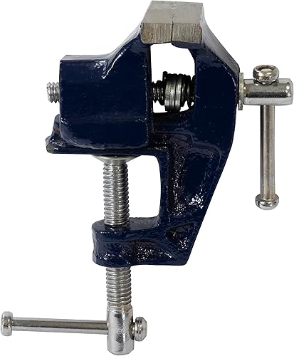 C60278 - Morsa da banco per tavolo in ghisa 75mm - apertura ganasce ~25mm - modellazione fai da te saldatura fresatura serraggio - colore blu - Honorern