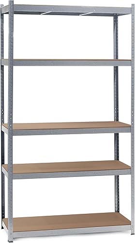 WilTec Scaffale per carichi pesanti zincato 100x60x200cm Scaffale a incastro 5 ripiani 200kg/piano - Honorern