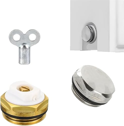 Valvola di sfiato manuale per radiatore con valvola di sfiato dell'aria da 1/2' BSP per sfiato dell'aria del radiatore e tappo terminale - Honorern