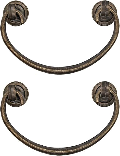 2 maniglie per mobili pieghevoli, maniglie per cassetti, design in ottone bronzo, 95 x 41 mm - Honorern