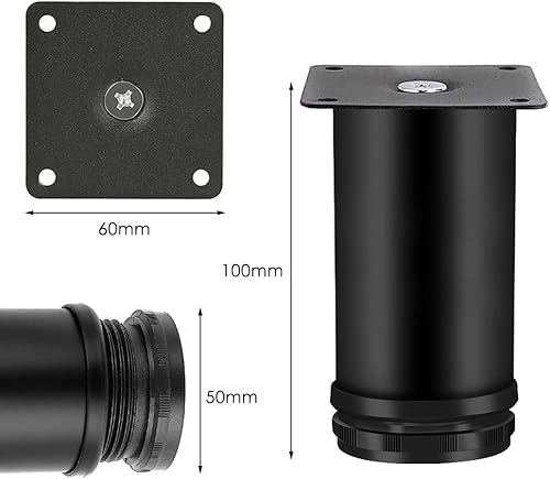 Piedini per mobili, 4 pezzi, piedini rotondi per armadi, gambe regolabili da 5 cm, in acciaio inox, per sedie, tavolo e divano - Honorern