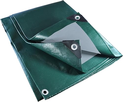 SuperStark Telone di copertura 3x6 m, 330 g/m², estremamente resistente agli strappi, verde, grigio, 100% impermeabile, in tessuto stabilizzato ai raggi UV, camion, barca - Honorern