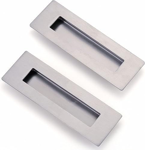 Confezione da 2 maniglie scorrevoli da 15 cm, da incasso, in acciaio inox color argento opaco, per armadietti da cucina, guardaroba, comò, porta del fienile, armadio - Honorern