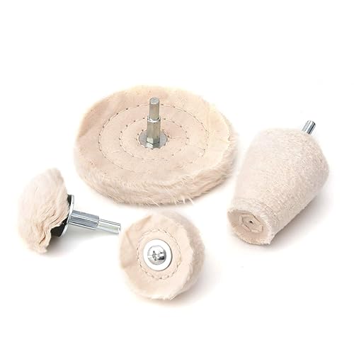 Mole per pulitura per trapano 4 pezzi, attacco per lucidatura a cacciavite a batteria, attacco per lucidatura di cerchi, Tampone per lucidare in velluto di cotone, diametro impugnatura: 6 mm - Honorern