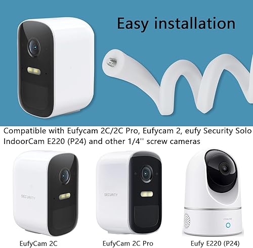 Supporto flessibile compatibile con Eufy Cam 2C/2C Pro/3/3C, EufyCam 1/2/E, telecamera di sorveglianza Blink Mini Pan Tilt, 2 pezzi supporto flessibile per fotocamera, senza fori, supporto flessibile - Honorern