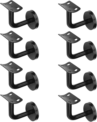 8 pezzi staffa nera per corrimano, supporto metallico a parete legno rotondo, acciaio inox - Honorern