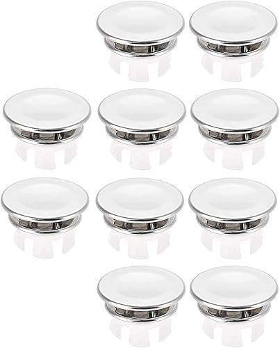 10 pezzi anelli di troppopieno per lavello, foro per lavabo da cucina decorativo, coperchio per tappo di scarico adatto per foro rotondo da 22 mm-24 mm (argento, anello a doppio strato) - Honorern
