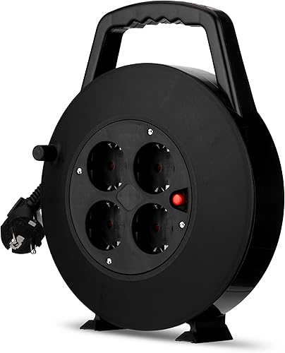 REV Ritter 008818114 - Avvolgicavo a 4 prese, 5 m 3G1,5, colore: Nero - Honorern