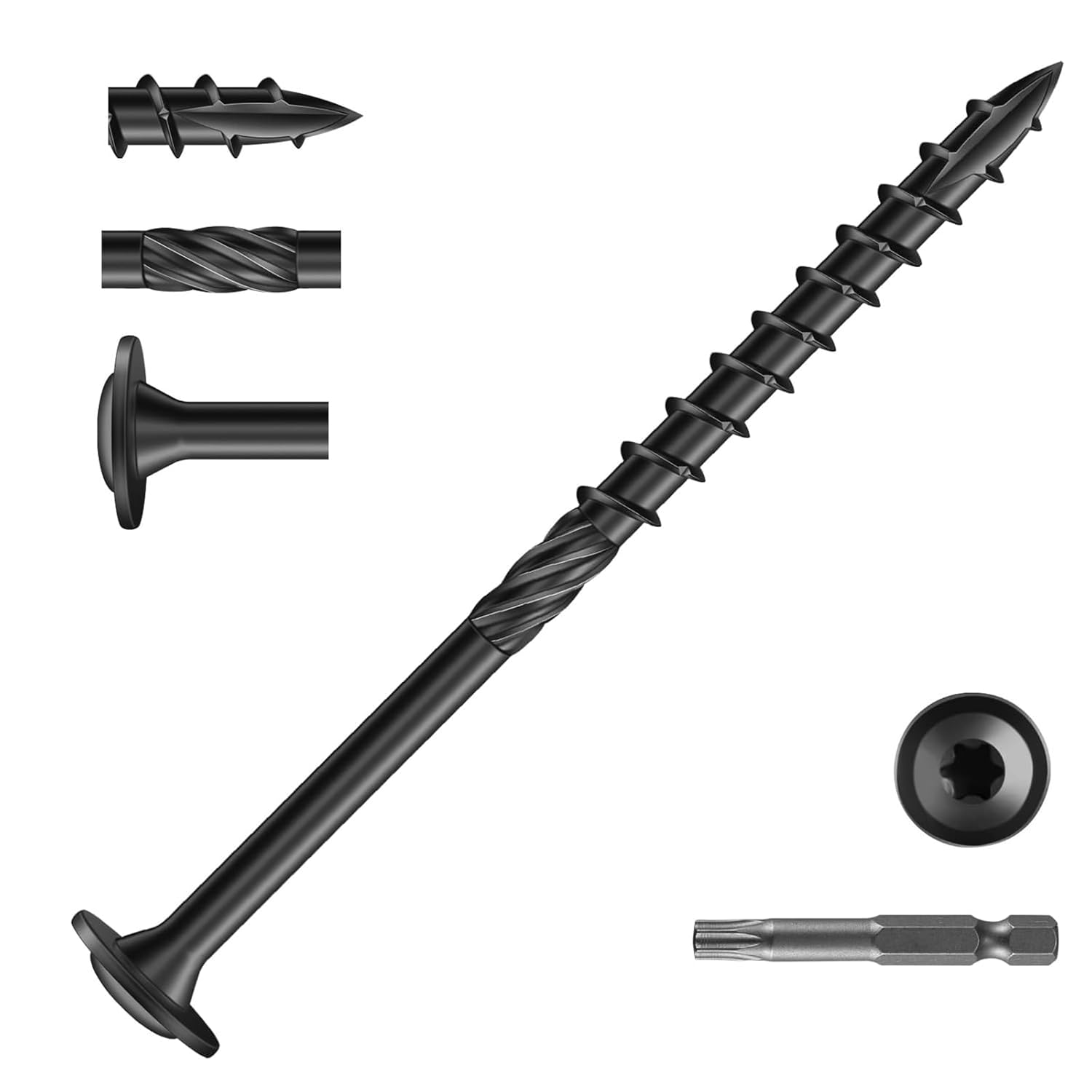 Confezione da 50 viti testa piatta 6,3 x 150 mm, viti per legno Torx, viti per costruzione in legno, viti per costruzione, viti Torx, filettatura parziale, con punta Torx - Honorern