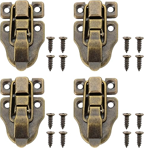 4 chiusure per scatola in legno, stile retrò, chiusura a morsetto, con viti, chiusura a scatto, piccole dimensioni e retrò, chiusura per scatola di gioielli, cassettiere, valigie - Honorern