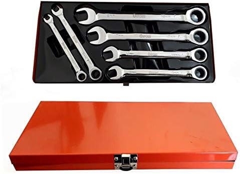 Set chiavi combinate a cricchetto 8 10 13 14 17 19 mm cromo vanadium in valigia - Honorern