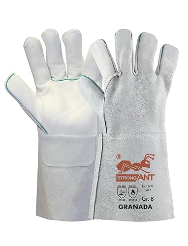 strongAnt GRANADA-Guanti da saldatura in pelle bovina guanti da lavoro adatti anche per grigliare guanti di sicurezza - TÜV GS - Grigio - Taglia: 9 - Honorern