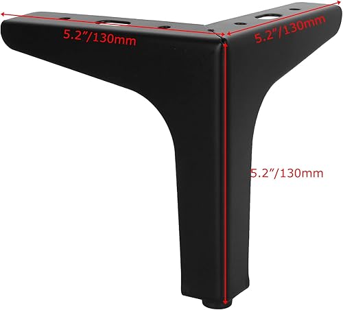 12 Pezzi Piedini per Mobili e Divani, 12.7 cm, gambe per mobili in stile moderno, gambe triangolari, piedini in metallo, ricambio per gambe dell'armadio - Nero - Honorern