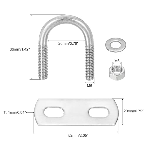 Set di Bulloni a U, 8 Set 38mm(1.5') Larghezza Interna 65mm Lunghezza M8 Bullone a U in Acciaio Inossidabile 304 Bulloni a U con Dadi e Piastre, per Rimorchi per Barche - Honorern