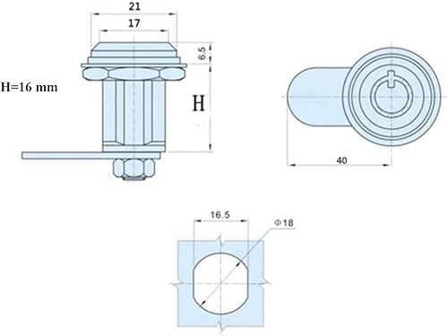 Serratura di sicurezza a cilindro in lega di zinco per cassetti, armadietti, cassette della posta e cassette degli attrezzi, con 2 chiavi - Honorern