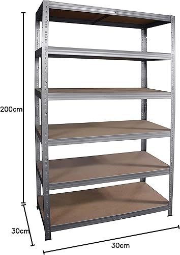 shelfplaza® 200x60x30cm PRO Scaffale metallo per carichi pesanti zincato con 6 ripiani con 166kg capacità di carico/Scaffali in metallo per garage come scaffali per ripostiglio o officina - Honorern