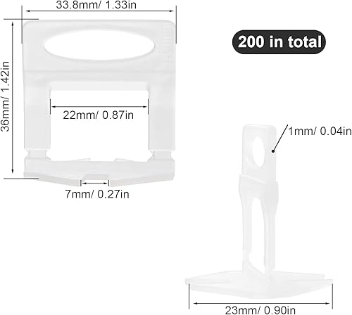 Sistema di Livellamento per Piastrelle 3 mm, 200 Pezzi Distanziali Autolivellanti e Cunei, Strumento di Posatura per Piastrelle Bilanciamento Preciso per Piastrelle da 3 a 12 mm di Spessore - Honorern