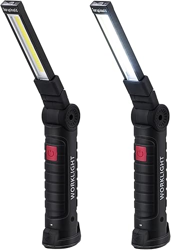 Wigearss Torcia LED Ricaricabile Luce da Lavoro Torcia COB Lampade di Ispezione con Base Magnetica e Gancio Appeso - Honorern