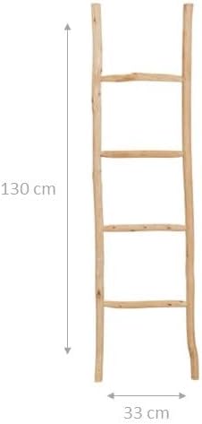 Scaletta porta asciugamani bagno 130x4x33 - Scala Decorativa in Legno - Scala portasciugamani in Bambu - Scaletta legno appendi asciugamani - Scaletta portasciugamani da parete in Metallo - Honorern