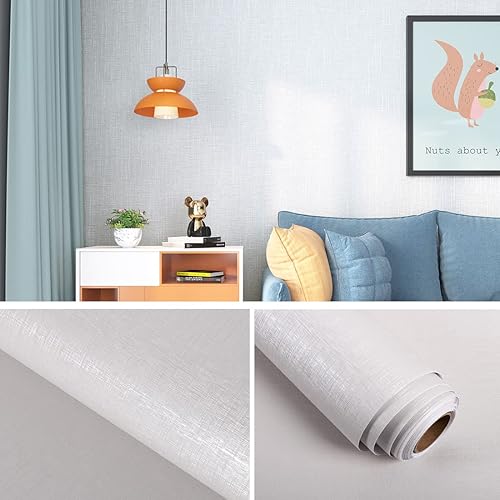 FunStick Carta da Parati Adesiva Muro Bianca per Mobili Camera da Letto 40CMx6M Carta Adesiva per Rivestire Interno Mobili Vintage Pellicola Adesiva Cucina Carta Adesiva Mobili Bianca Adesivi Murali - Honorern