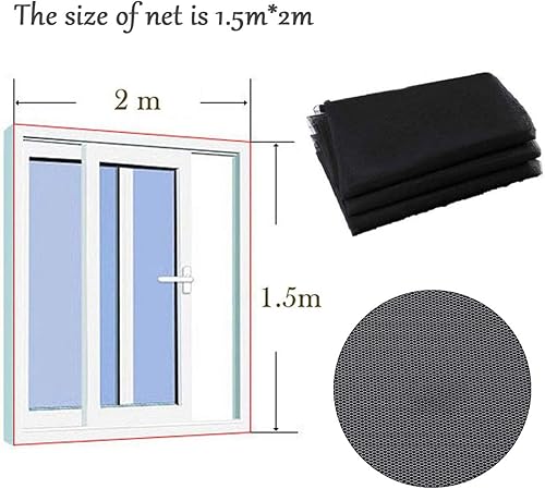 3 Pezzi Zanzariera per Finestra, 150 x 200CM Universale Rete Zanzariera con 3 Nastri Autoadesivi, Lavabili Protezione per Insetti Fai da Te Net della Finestra per Casa Ufficio (Bianco) - Honorern