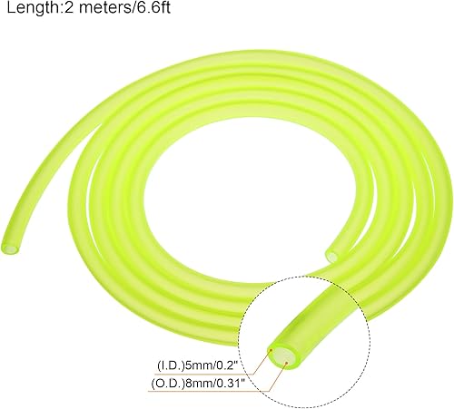 Tubo Carburante in Pvc per Benzina 5mmx8mm 2m Giallo per Motoseghe, Tosaerba, Decespugliatori, Soffiatori e Piccoli Motori - Honorern