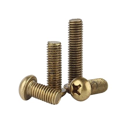 Rame Croce Testa tonda Bulloni Ottone Testa di Pan Viti Bulloni macchina Elementi di fissaggio M5 x 16mm 20 Pcs - Honorern