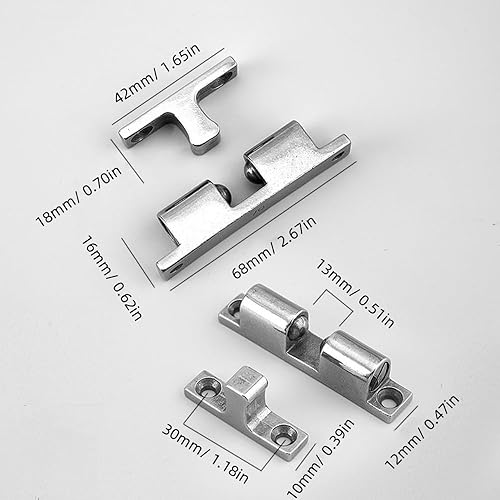 Chiavistello a doppia sfera in acciaio inox da 70 mm, chiusura regolabile per armadietti, armadi e porte di mobili, cromati, facili da installare - Honorern